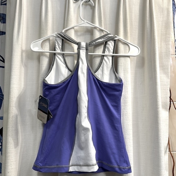 NWT Women’s Sofibella Purple & White Polyester & Spandex UV Tennis Golf Top XS - Picture 6 of 9